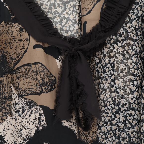 Mixed Print Sheer Sleeveless Top Whimsigoth Indie Fairy Grunge Ruffle Art Size L - Picture 2 of 7